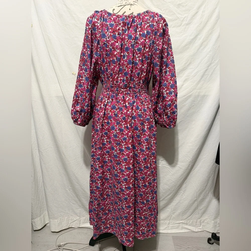 J CREW V-Neck Midi Dress in Berry Floral Size M - Picture 4 of 5